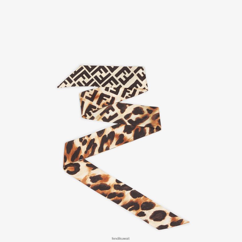 Fendi متعدد الألوان نحيف عصابة حرير ملفوفة RTJZ472 مُكَمِّلات