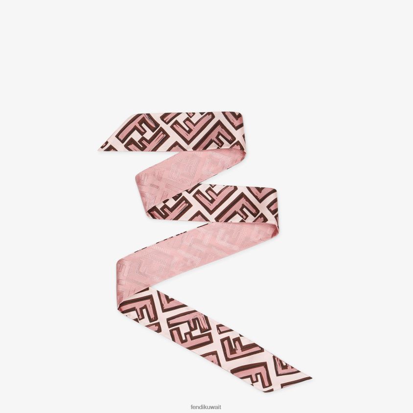 Fendi لون القرنفل نحيف عصابة حرير ملفوفة RTJZ479 مُكَمِّلات