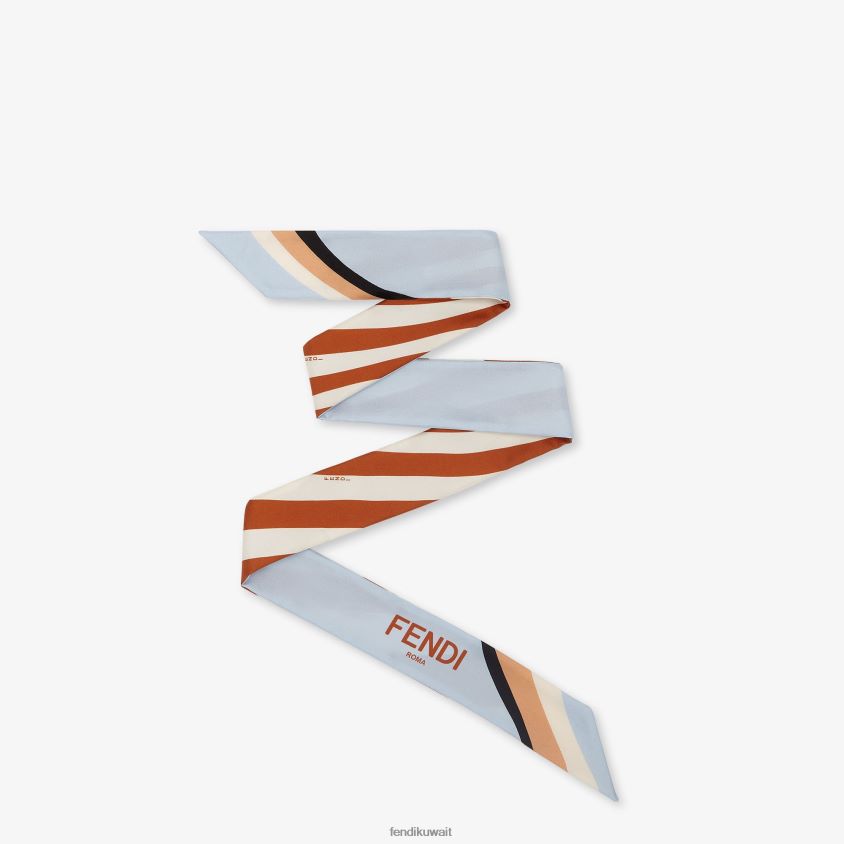 Fendi أزرق فاتح نحيف عصابة حرير ملفوفة RTJZ495 مُكَمِّلات