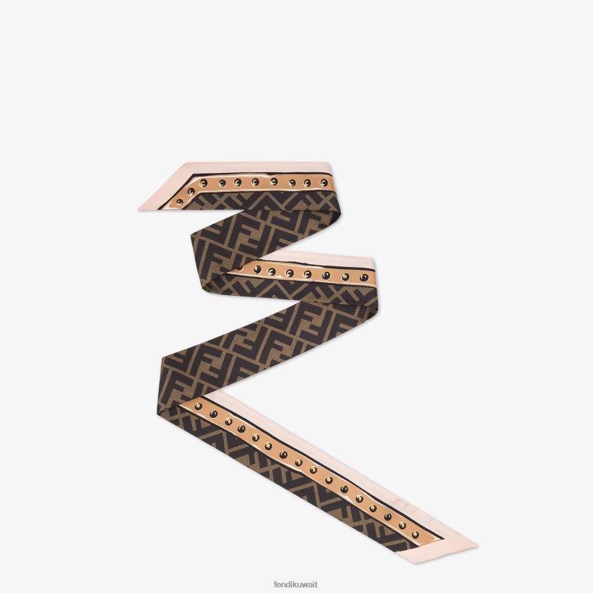 Fendi بني نحيف عصابة حرير ملفوفة RTJZ5 مُكَمِّلات