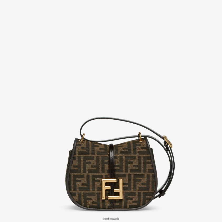 Fendi بني نحيف حقيبة من قماش الجاكار RTJZ519 مُكَمِّلات