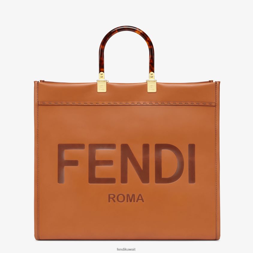 Fendi بني نحيف متسوق جلدي كبير بأشعة الشمس RTJZ524 مُكَمِّلات