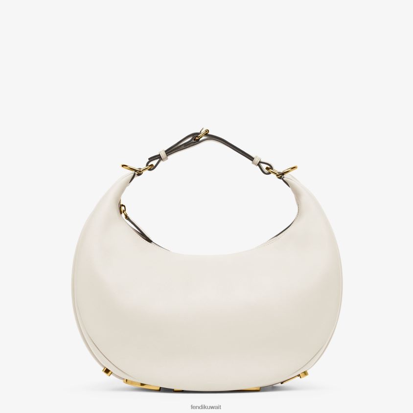 Fendi أبيض نحيف حقيبة جلدية متوسطة الحجم RTJZ571 مُكَمِّلات