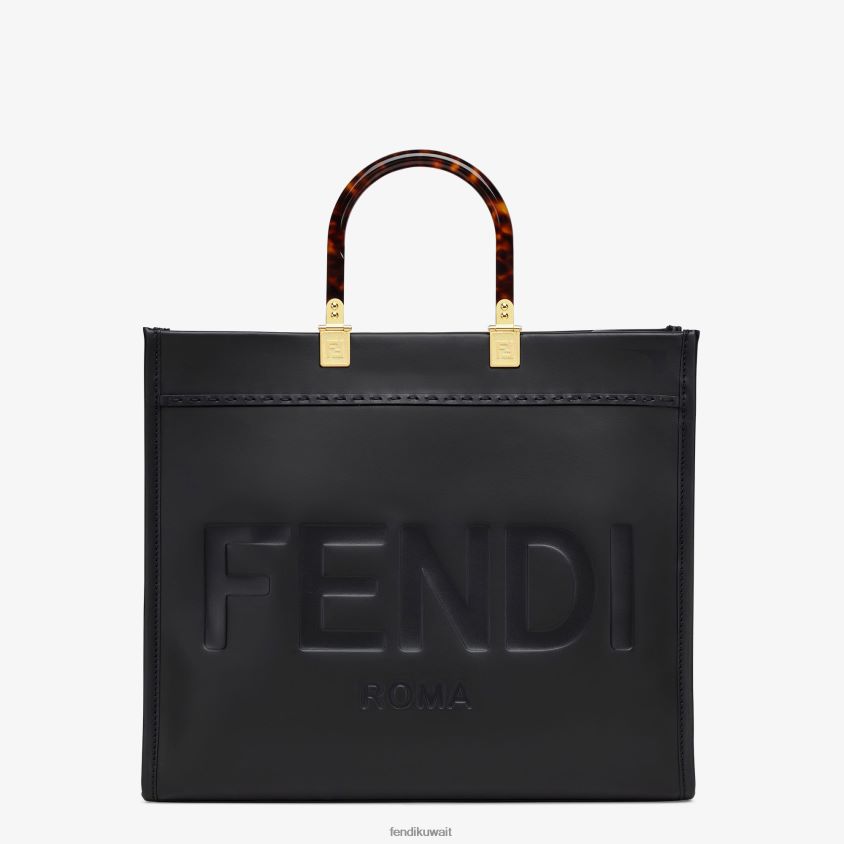 Fendi أسود نحيف متسوق جلدي متوسط ​​الحجم من صن شاين RTJZ580 مُكَمِّلات