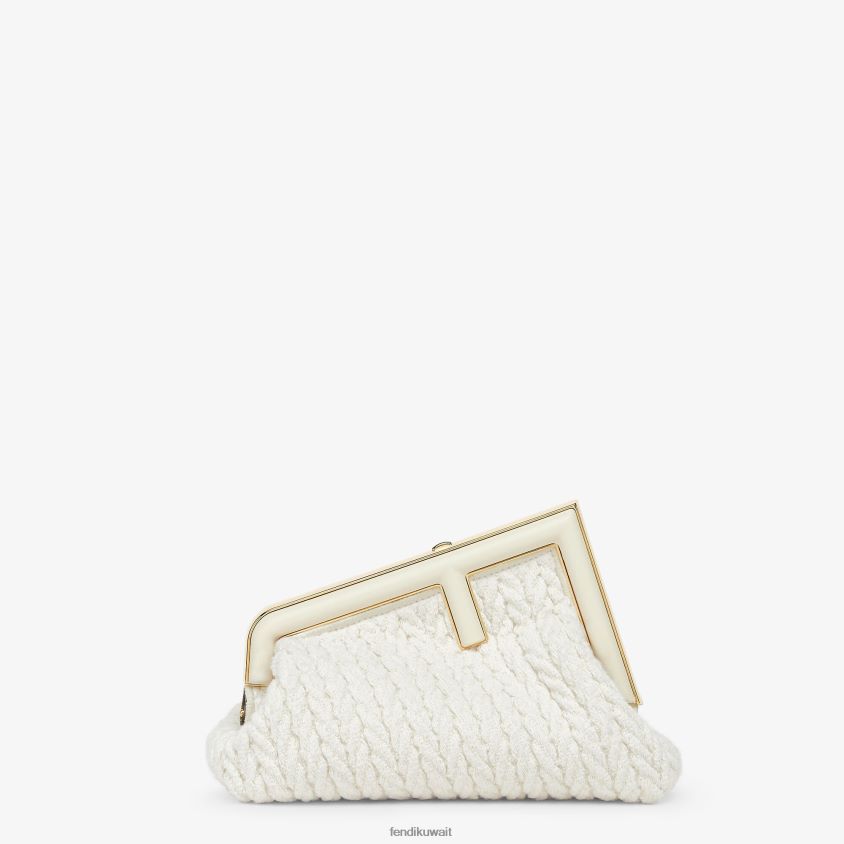 Fendi أبيض نحيف حقيبة قماش متشابكة RTJZ618 مُكَمِّلات