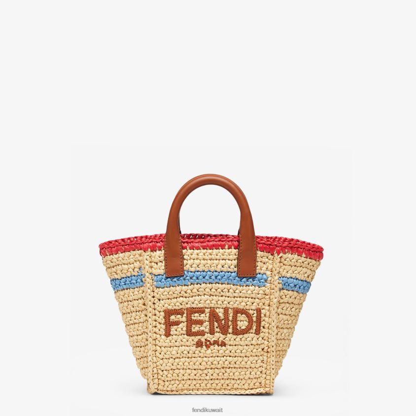 Fendi اللون البيج نحيف حقيبة صغيرة من الرافية منسوجة RTJZ620 مُكَمِّلات