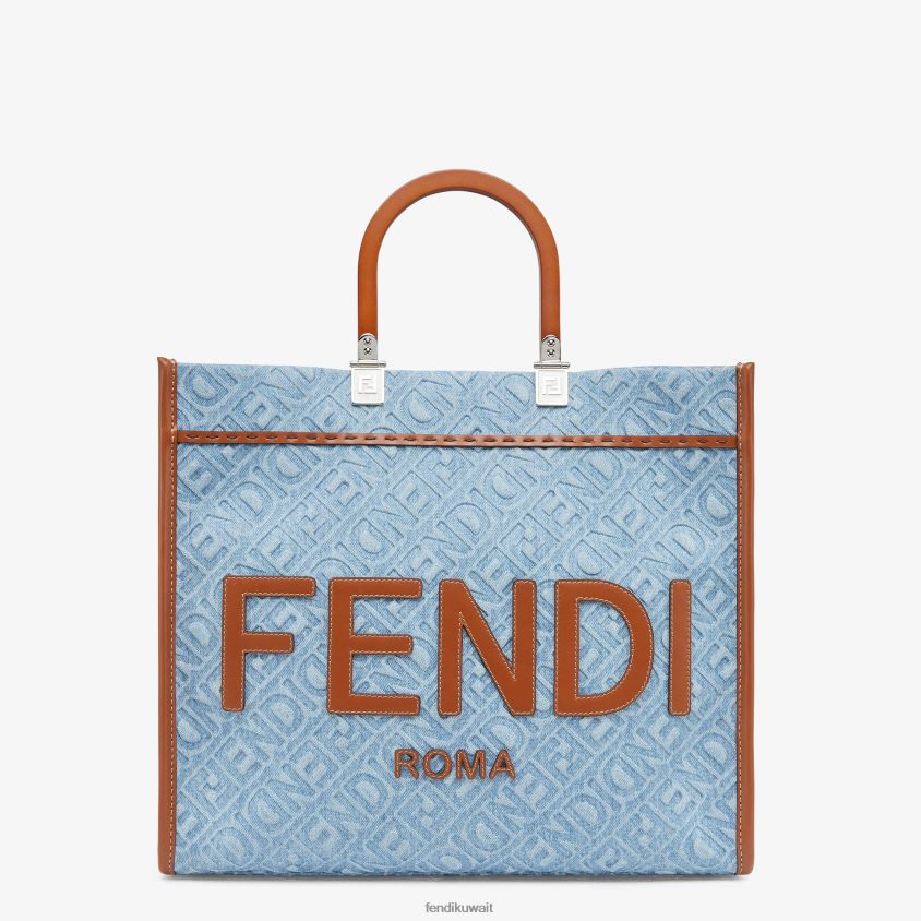 Fendi أزرق فاتح نحيف حقيبة المتسوق الدنيم RTJZ624 مُكَمِّلات