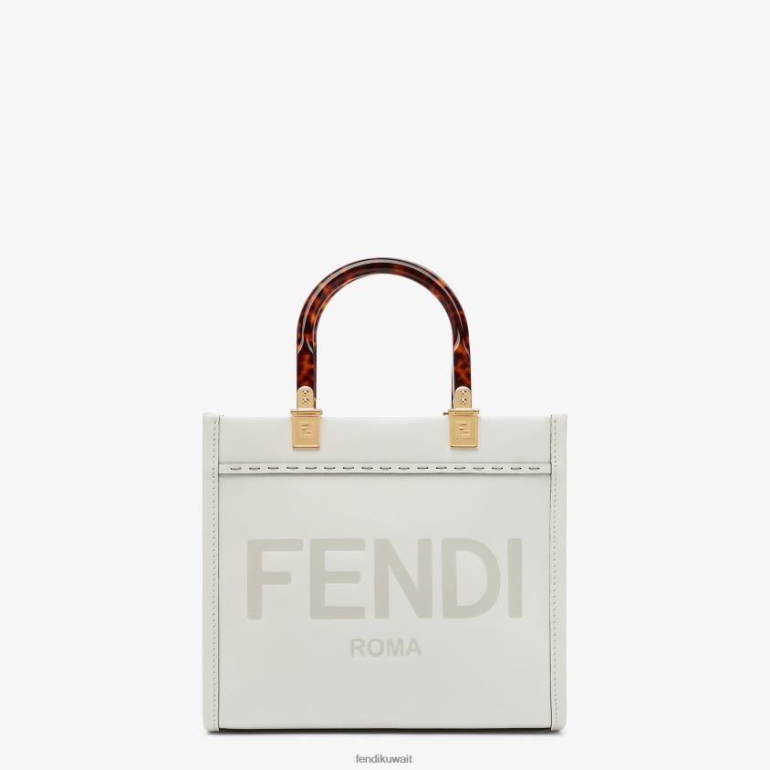 Fendi أبيض نحيف متسوق جلدي صغير بأشعة الشمس RTJZ642 مُكَمِّلات
