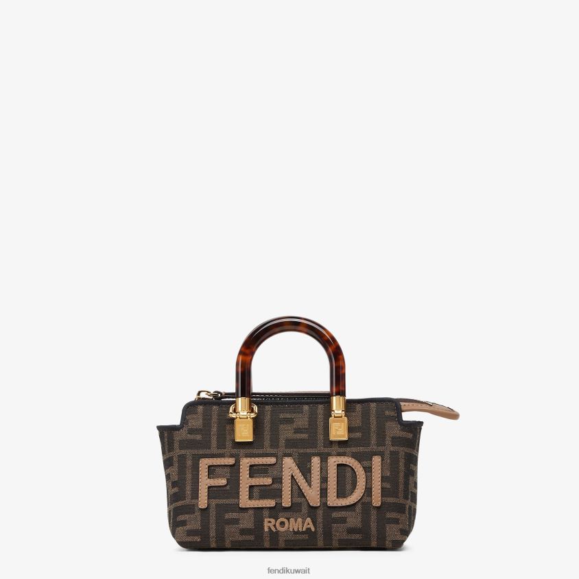 Fendi بني نحيف حقيبة بوسطن صغيرة من القماش RTJZ654 مُكَمِّلات