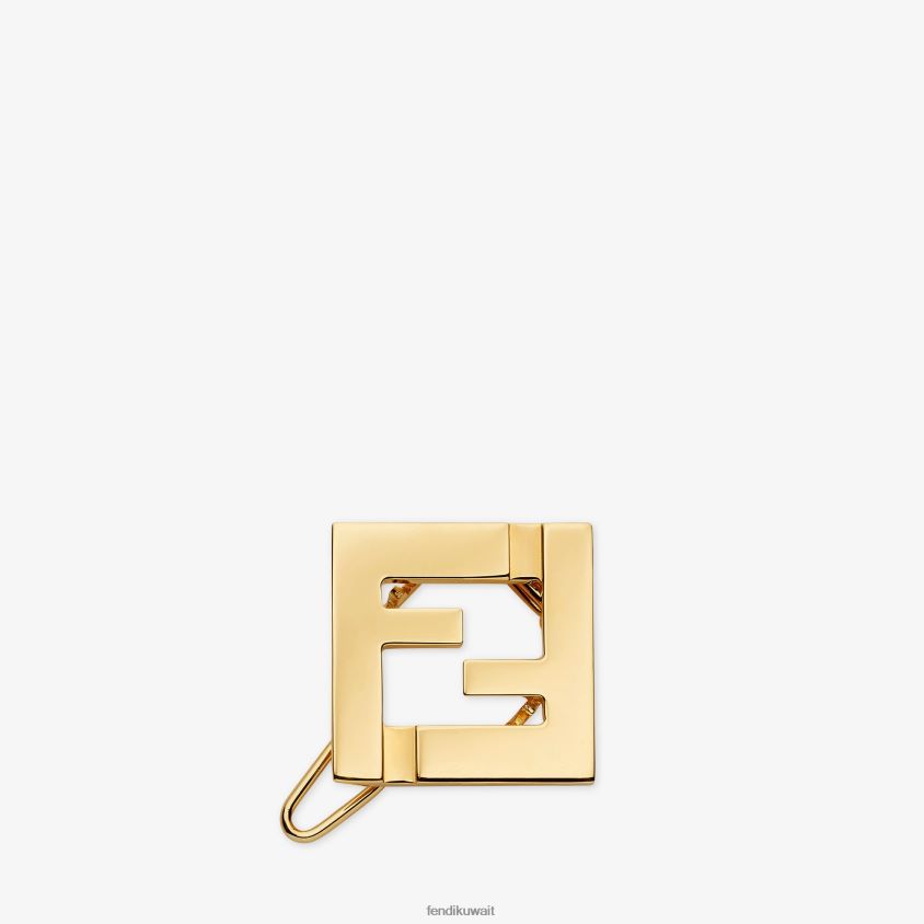 Fendi ذهب نحيف مشبك شعر معدني RTJZ66 مجوهرات