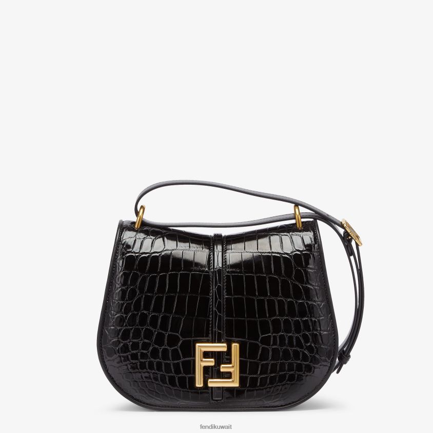 Fendi أسود نحيف تمساح وحقيبة جلدية RTJZ661 مُكَمِّلات