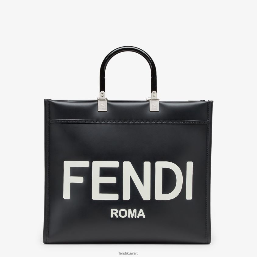 Fendi أسود نحيف متسوق جلدي متوسط ​​الحجم من صن شاين RTJZ678 مُكَمِّلات