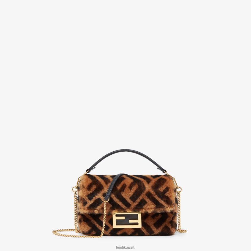 Fendi بني نحيف حقيبة جلد الغنم RTJZ682 مُكَمِّلات