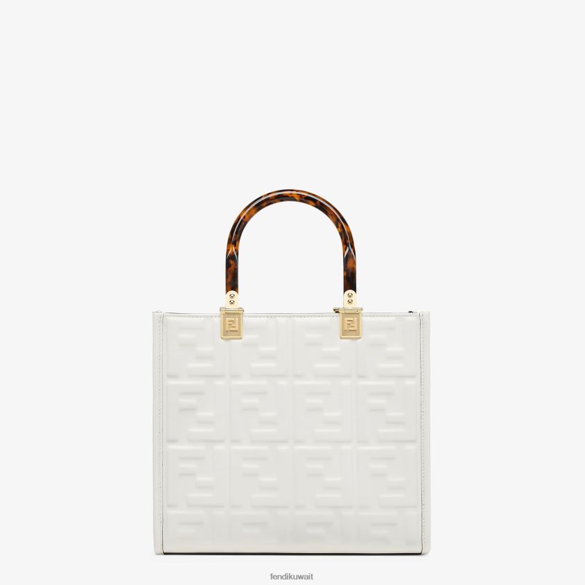 Fendi أبيض نحيف متسوق جلدي صغير بأشعة الشمس RTJZ694 مُكَمِّلات