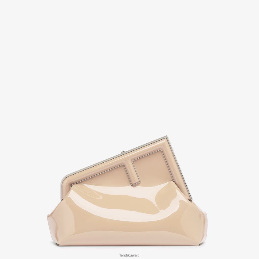 Fendi اللون البيج نحيف حقيبة جلدية براءات الاختراع RTJZ703 مُكَمِّلات