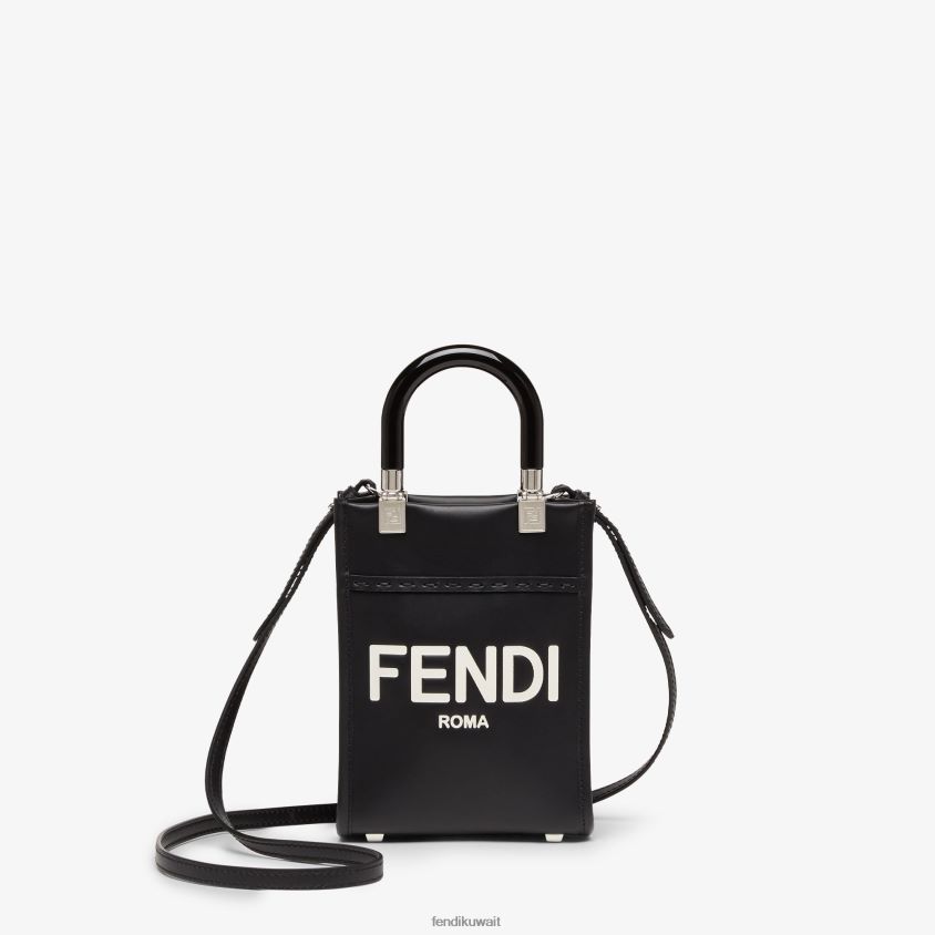 Fendi أسود نحيف حقيبة صن شاين شوبر صغيرة من الجلد RTJZ705 مُكَمِّلات