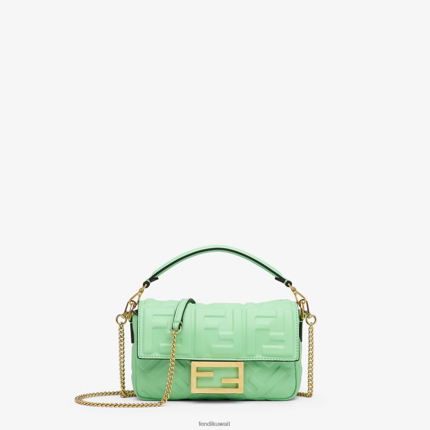 Fendi أخضر نحيف حقيبة باجيت صغيرة من جلد نابا RTJZ726 مُكَمِّلات
