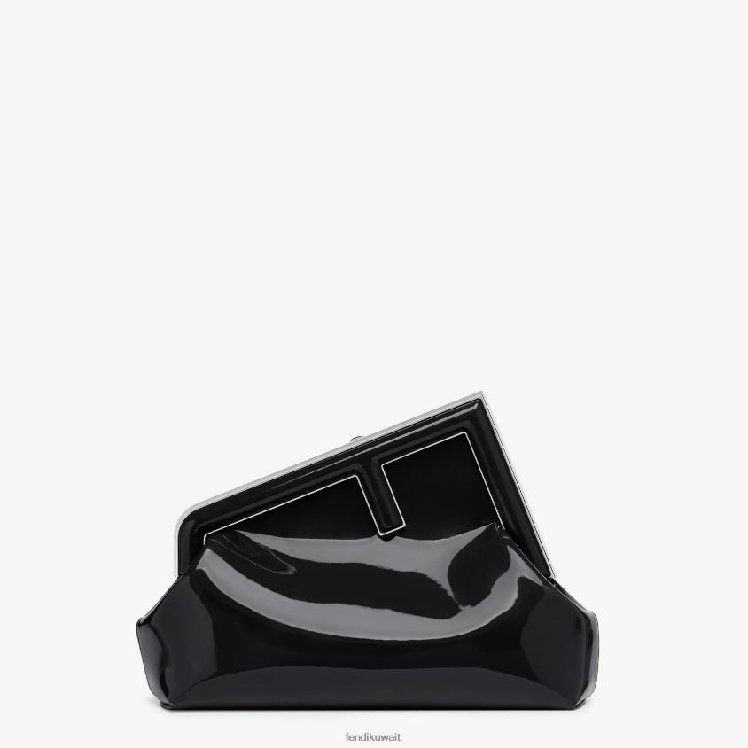 Fendi أسود نحيف حقيبة جلدية براءات الاختراع RTJZ739 مُكَمِّلات