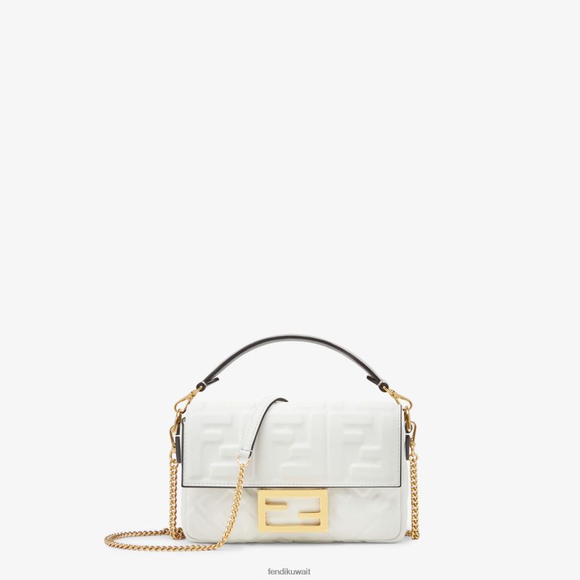 Fendi أبيض نحيف حقيبة جلدية صغيرة باغيت RTJZ762 مُكَمِّلات
