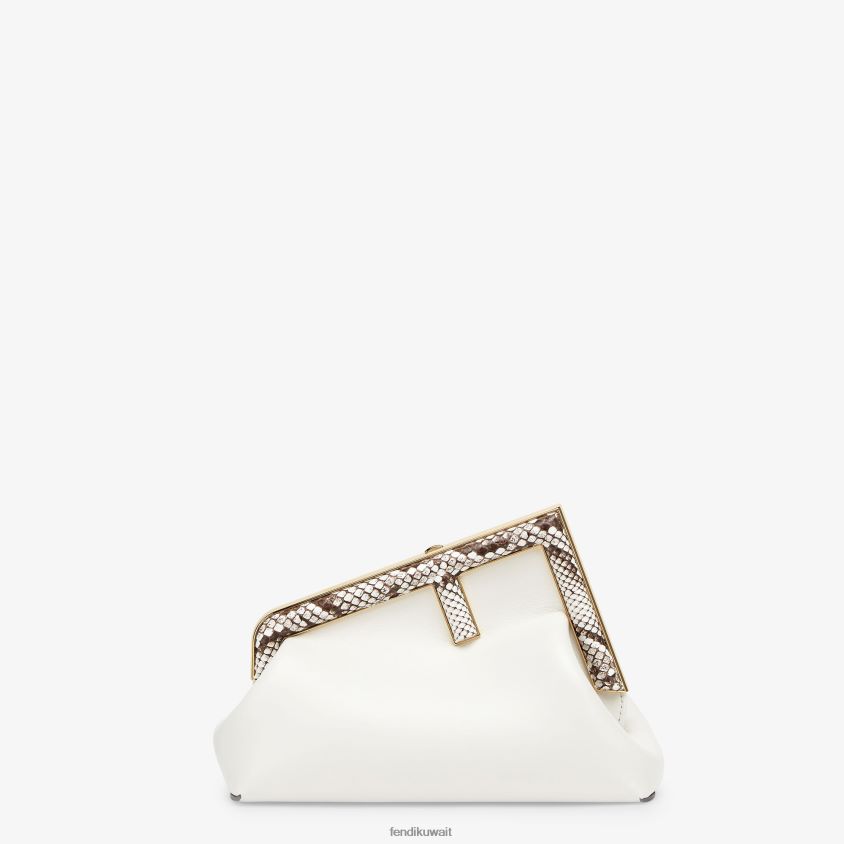 Fendi أبيض نحيف حقيبة جلدية بتفاصيل غريبة RTJZ778 مُكَمِّلات