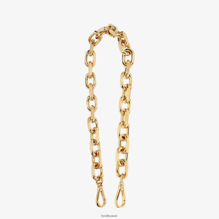 Fendi اللون البيج نحيف حزام كتف معدني RTJZ8 مُكَمِّلات