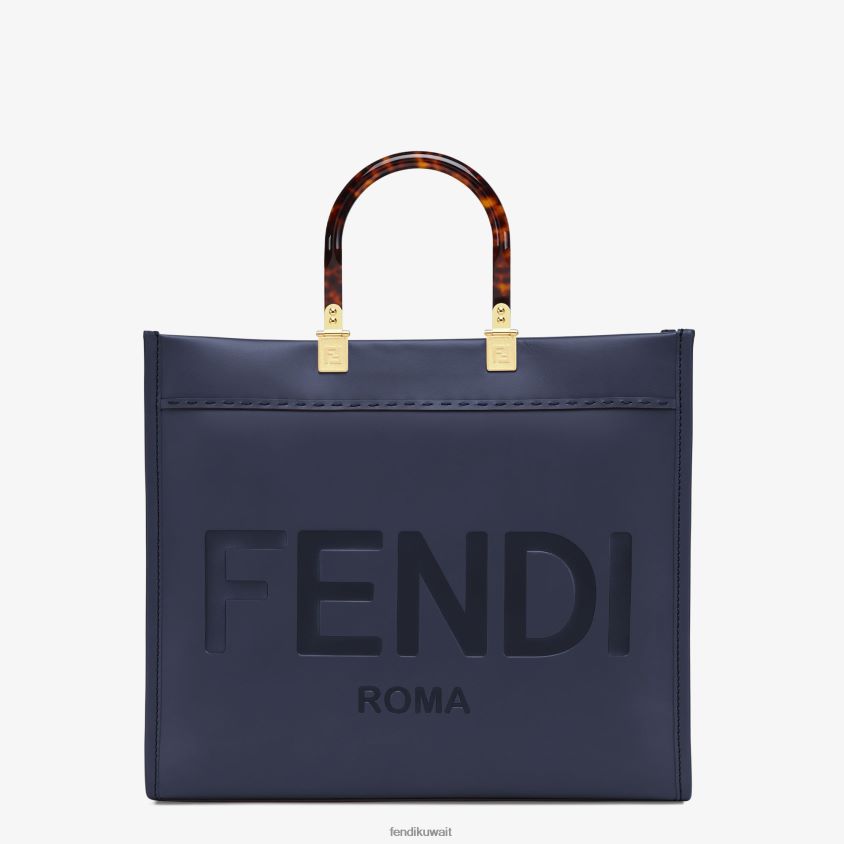 Fendi أزرق نحيف متسوق جلدي متوسط ​​الحجم من صن شاين RTJZ869 مُكَمِّلات
