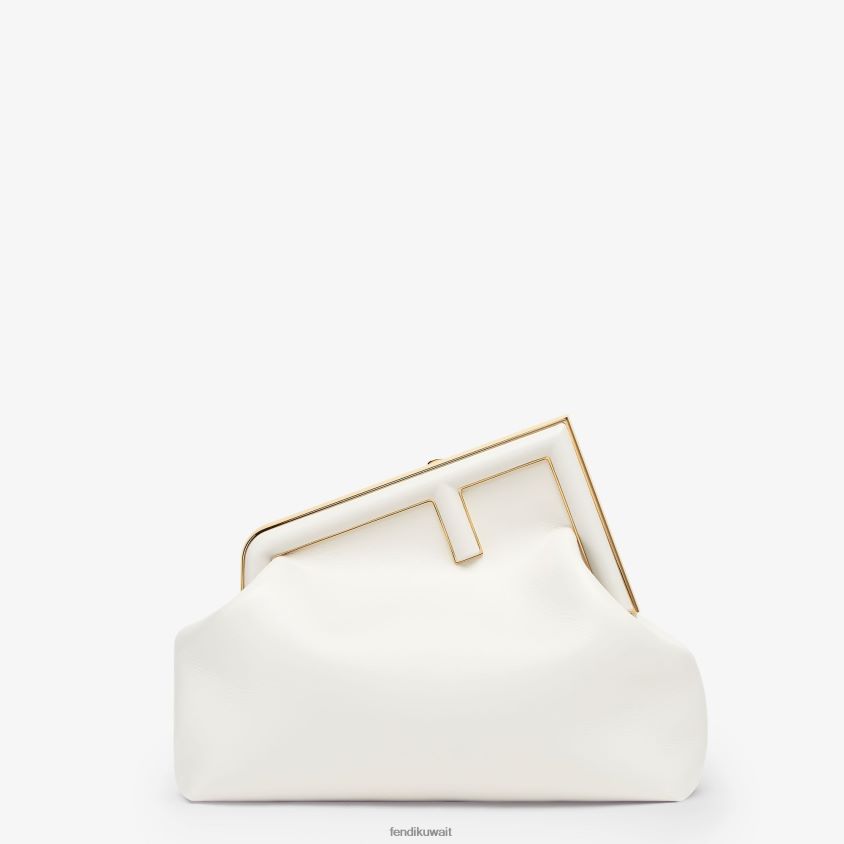 Fendi أبيض نحيف حقيبة جلدية متوسطة RTJZ872 مُكَمِّلات