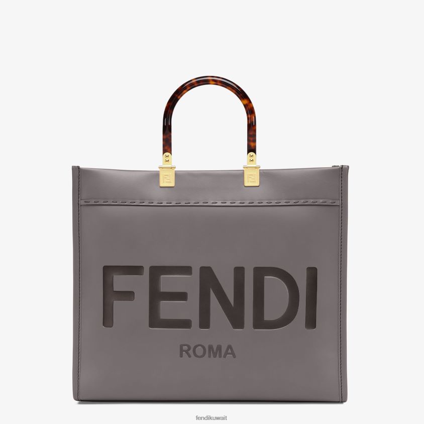 Fendi رمادي نحيف متسوق جلدي متوسط ​​الحجم من صن شاين RTJZ884 مُكَمِّلات