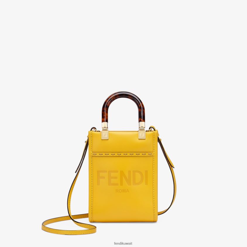 Fendi أصفر نحيف حقيبة صن شاين شوبر صغيرة من الجلد RTJZ885 مُكَمِّلات
