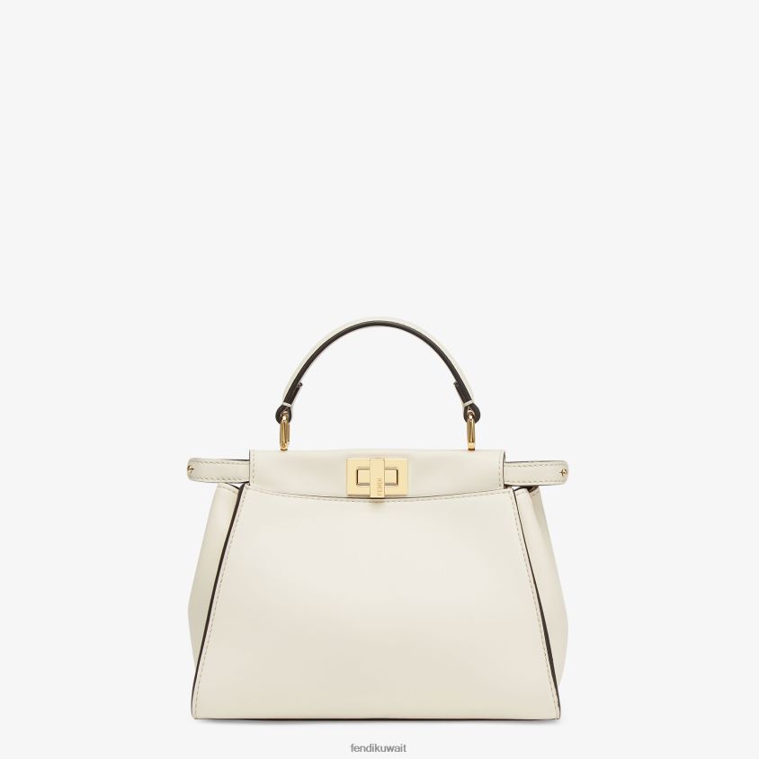 Fendi أبيض نحيف حقيبة جلدية صغيرة بيكابو RTJZ916 مُكَمِّلات