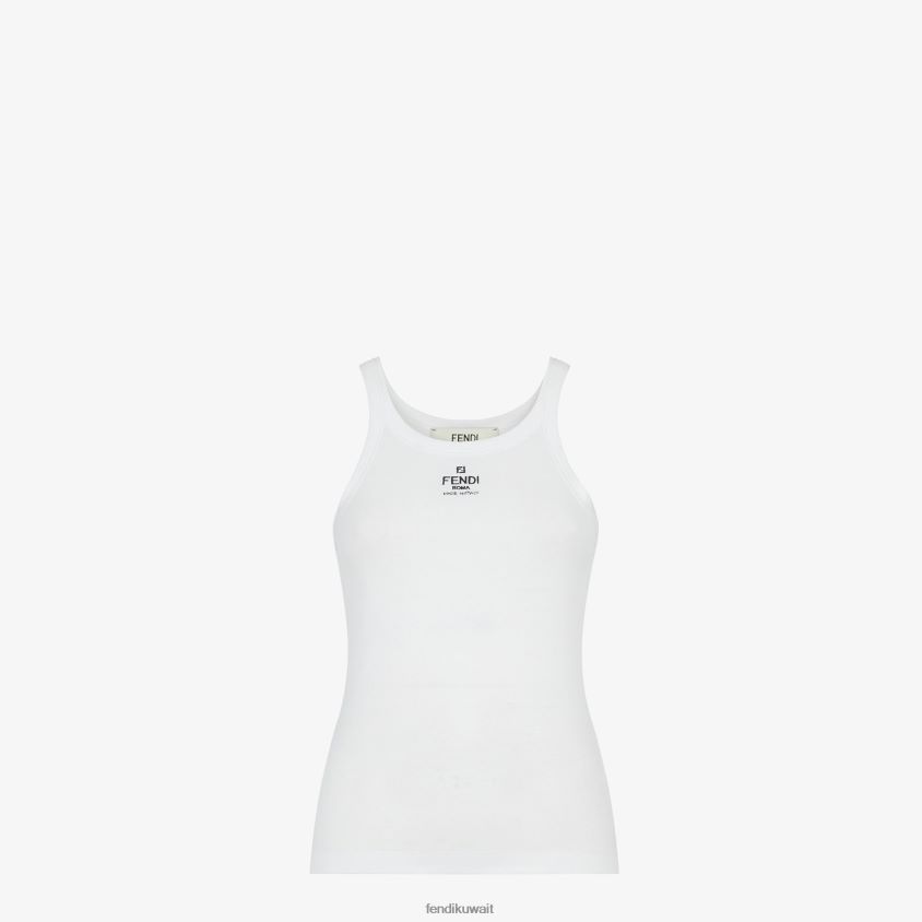 Fendi أبيض نحيف قمة القطن RTJZ928 ثياب