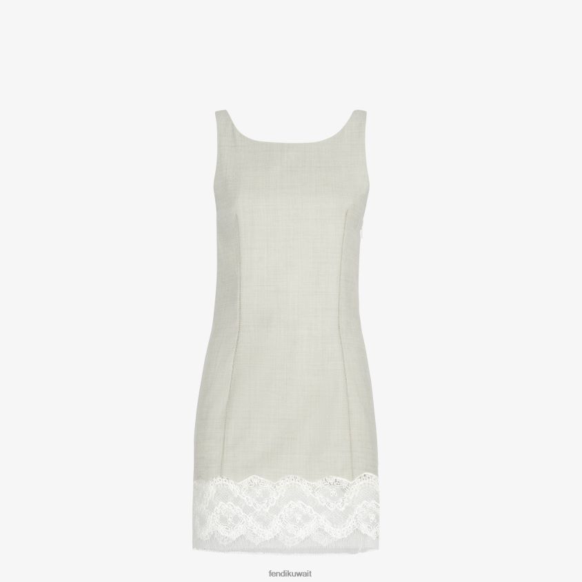 Fendi أبيض نحيف فستان من الصوف RTJZ940 ثياب