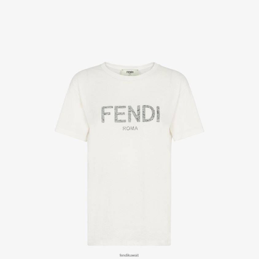 Fendi أبيض نحيف تي شيرت جيرسي RTJZ950 ثياب