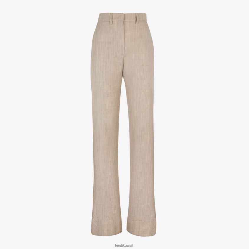 Fendi اللون البيج نحيف السراويل الفانيلا RTJZ952 ثياب