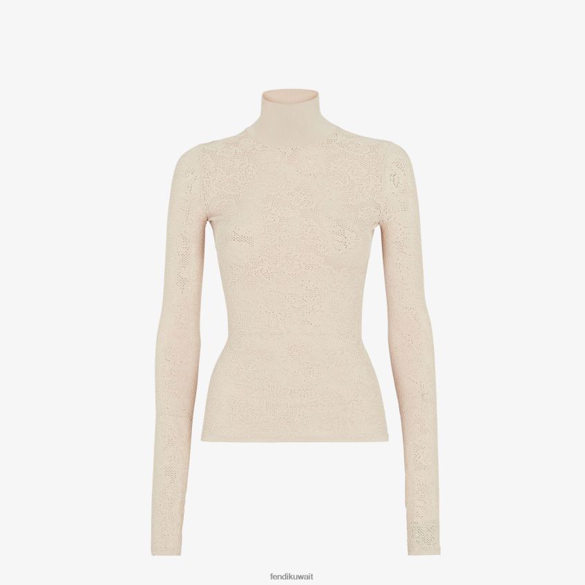 Fendi اللون البيج نحيف سترة مطرزة RTJZ962 ثياب