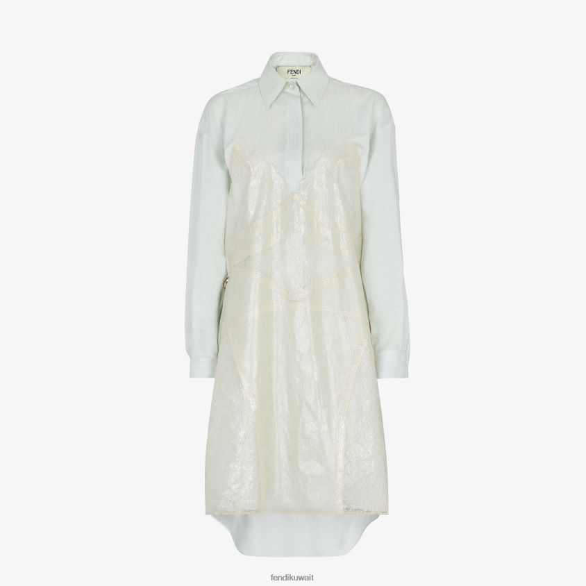 Fendi أزرق فاتح نحيف فستان حرير RTJZ965 ثياب