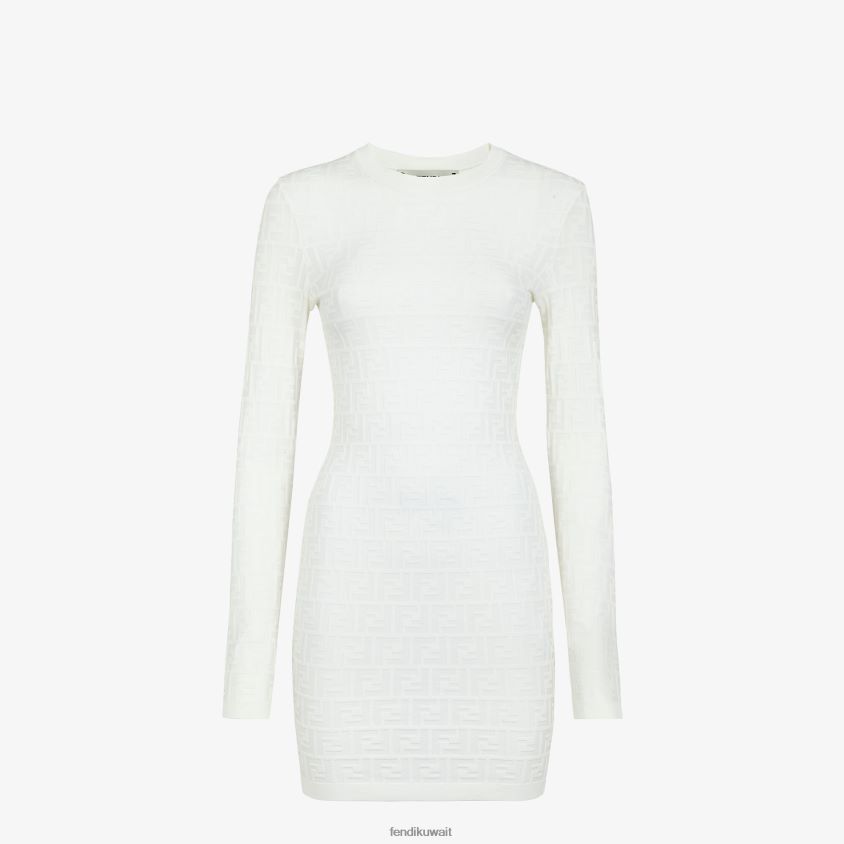 Fendi أبيض نحيف فستان فسكوزي RTJZ980 ثياب