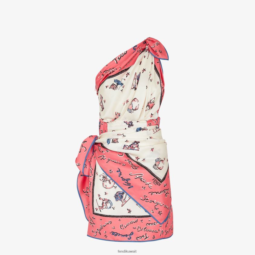 Fendi لون القرنفل نحيف فستان حرير RTJZ985 ثياب