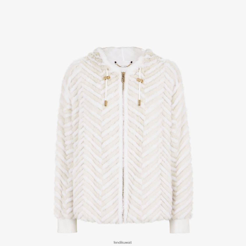 Fendi أبيض نحيف سترة المنك RTJZ986 ثياب