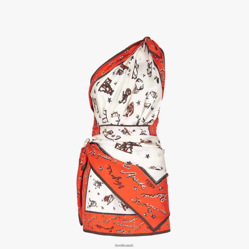 Fendi البرتقالي نحيف فستان حرير RTJZ989 ثياب