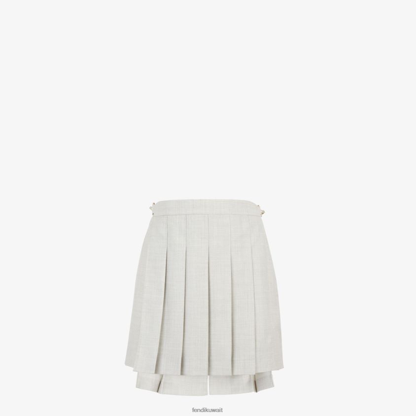 Fendi أبيض نحيف شورت من الصوف RTJZ991 ثياب