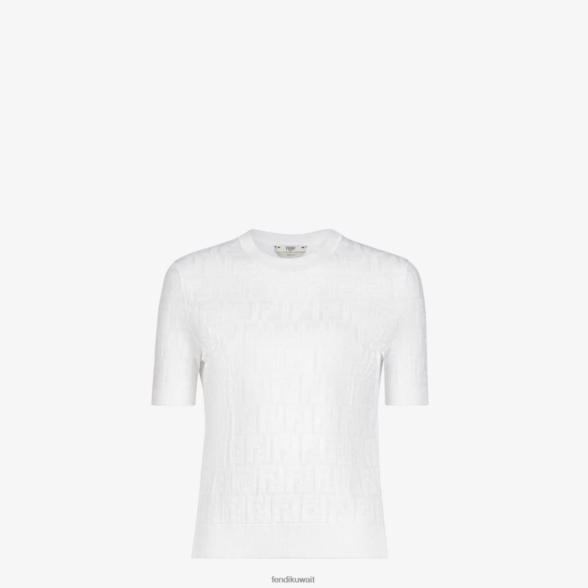 Fendi أبيض نحيف سترة فسكوزي والقطن RTJZ992 ثياب