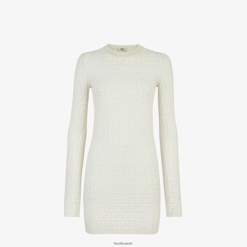Fendi أبيض نحيف فستان فيسكوز RTJZ993 ثياب