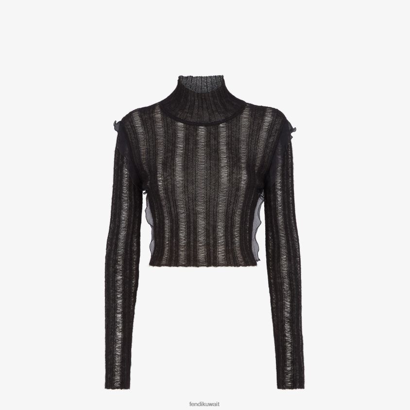 Fendi أسود نحيف سترة من النايلون والموهير RTJZ994 ثياب