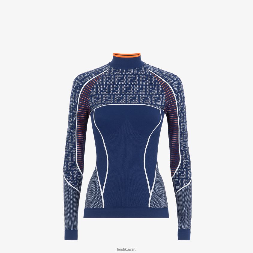 Fendi أزرق نحيف سترة نسيج التكنولوجيا ff RTJZ1165 ثياب