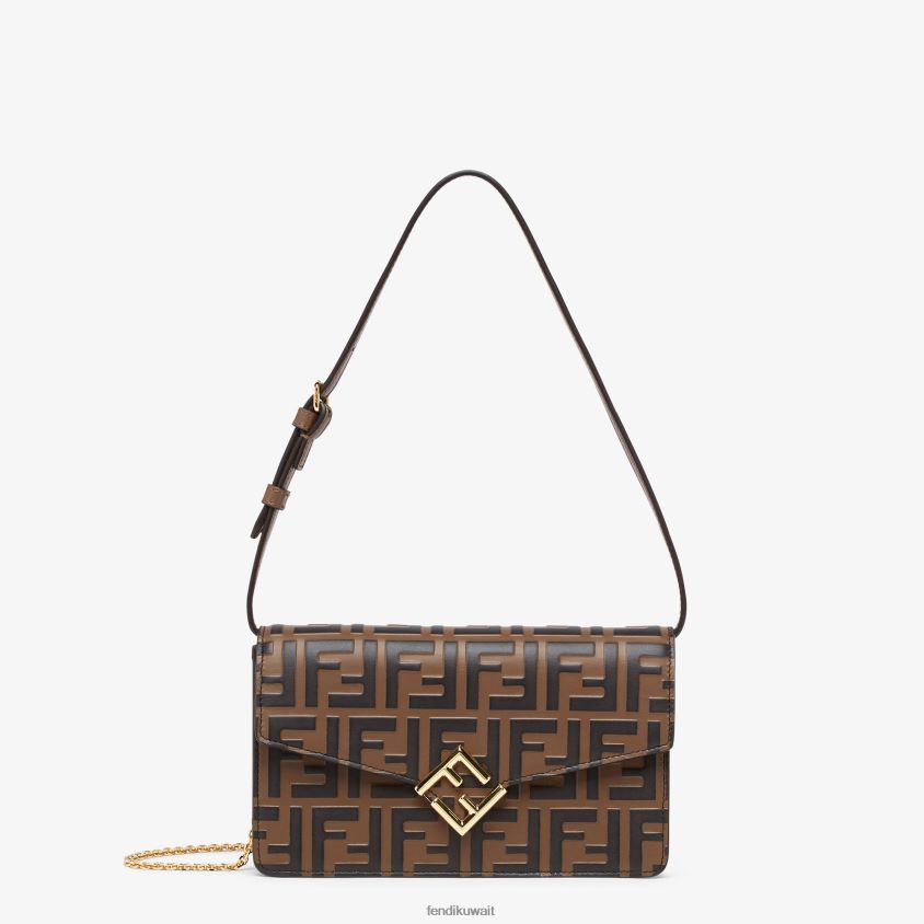 Fendi اللون البيج نحيف محفظة جلدية ff RTJZ1413 مُكَمِّلات