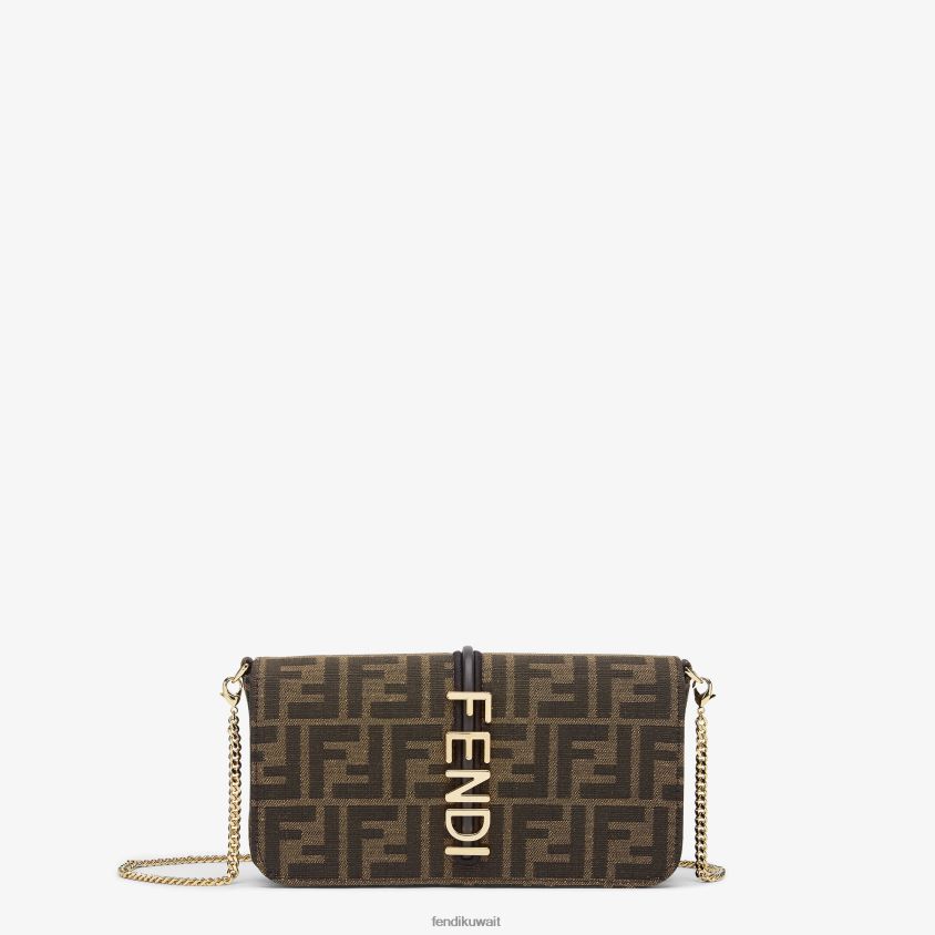 Fendi بني نحيف محفظة قماش ff RTJZ1415 مُكَمِّلات