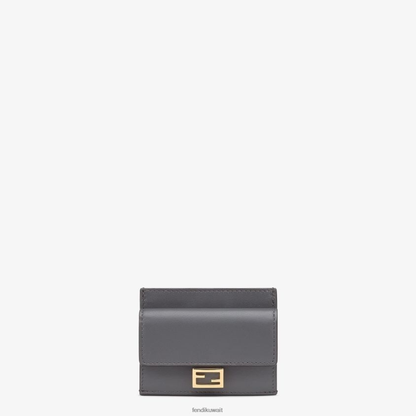 Fendi رمادي نحيف حامل بطاقة جلد نابا ff RTJZ1533 مُكَمِّلات