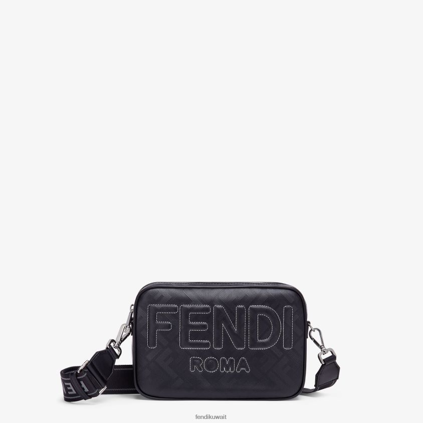 Fendi أسود رجال حقيبة جلدية بطبعة ff RTJZ1811 مُكَمِّلات