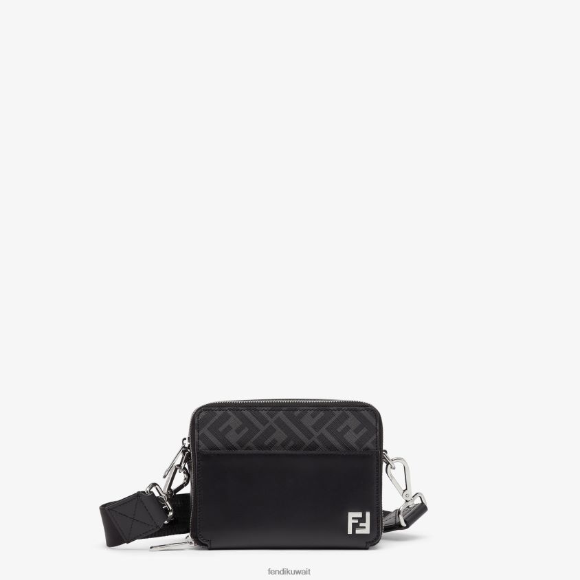 Fendi أسود رجال حقيبة جلدية و ff RTJZ1813 مُكَمِّلات